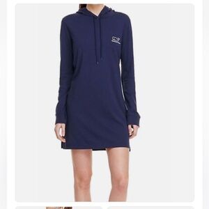 Vineyard Vines sz L cotton Navy Long Sleeve Dress coverup hoodie beach swim pool